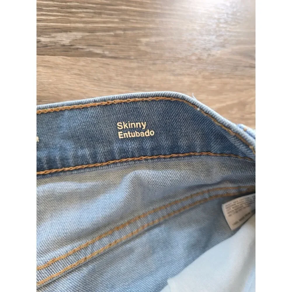 Original Use Skinny Jean Shorts Size 30 Light Wash Raw Hem Stretch Denim Y2K